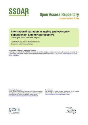 International variation in ageing and economic dependency: a cohort perspective