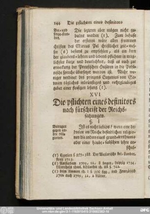 XVI Die pflichten eines definitors nach fürschrift der Reichssatzungen.