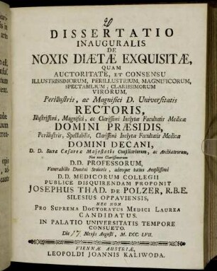 Dissertatio Inauguralis De Noxis Diætæ Exquisitæ