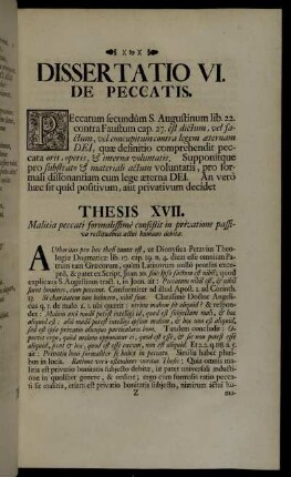 Dissertatio VI. De Peccatis.