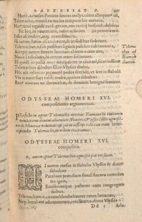 Odysseae Homeri XVI. compositionis agumentum.