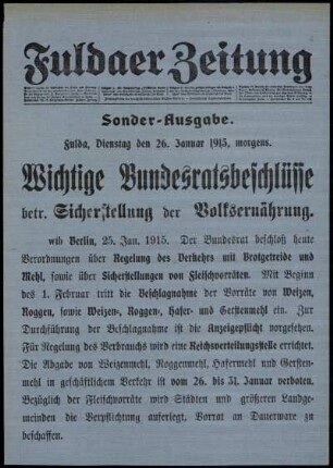Erste Ausgabe vom Dienstag, den 26. Januar 1915.