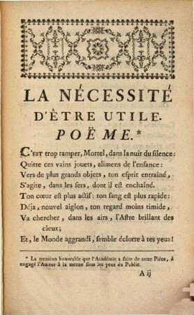 La necessité d'être utile ...