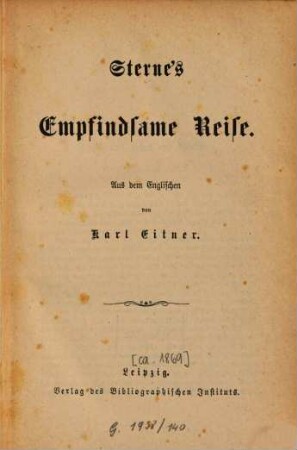 Sterne's Empfindsame Reise