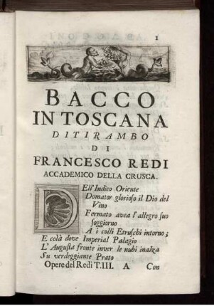 Bacco in Toscana Ditirambo di Francesco Redi.