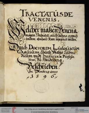 Ludwig Gravius, Tractatus de venenis, dt.