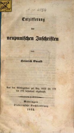 Entzifferung der neupunischen Inschriften