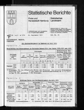 Die Hochbautätigkeit in Hamburg im Juli 1972 : Lfd. Nr. 25
