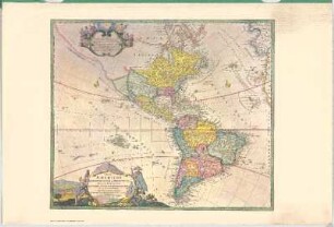 Totius Americae Septentrionalis Et Meridionalis Novissima Repræsentatio : quam ex singulis recentium Geographorum Tabulis collecta[m] ; Cum Privilegio Sac. Cæs. Majestatis