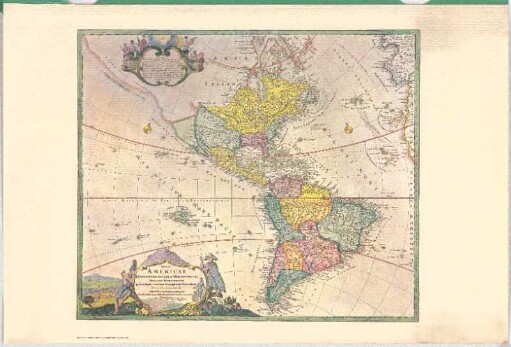 Totius Americae Septentrionalis Et Meridionalis Novissima Repræsentatio : quam ex singulis recentium Geographorum Tabulis collecta[m] ; Cum Privilegio Sac. Cæs. Majestatis