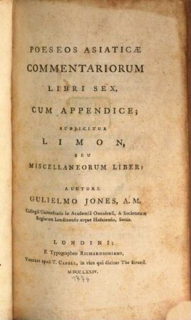 Poeseos Asiaticae Commentaria : libri sex