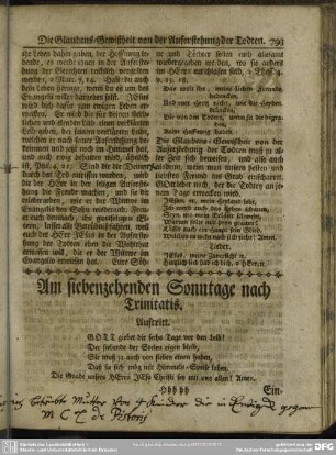 Am siebenzehenden Sonntage nach Trinitatis