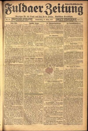 Erste Ausgabe vom Donnerstag, den 17. März 1927.