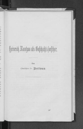 Heinrich Rantzau als Geschichtsforscher