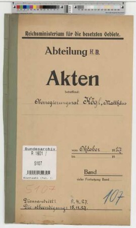 Kögl, Matthäus, geb. 6.2.1885, Oberregierungsrat