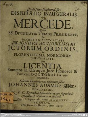 Disputatio inauguralis de mercede