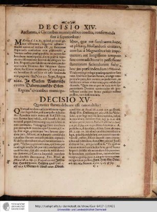 Decisio XV. Quatenus statuta debeant esse rationabilia?