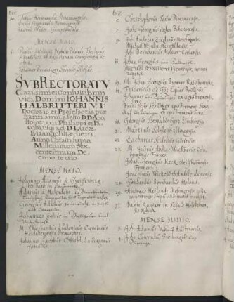 Sommerhalbjahr 1613. Rektorat Johann(es) Halbritter