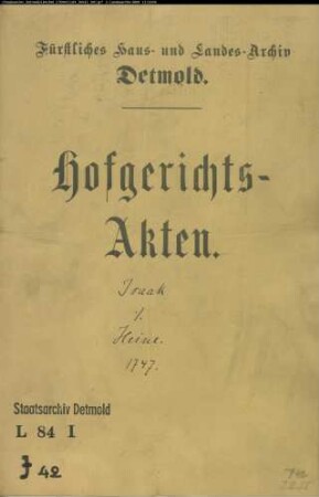Isaak, Joseph und Salomon in Lübbeke gegen Isaak Levi Heine in Detmold - Schuldforderung