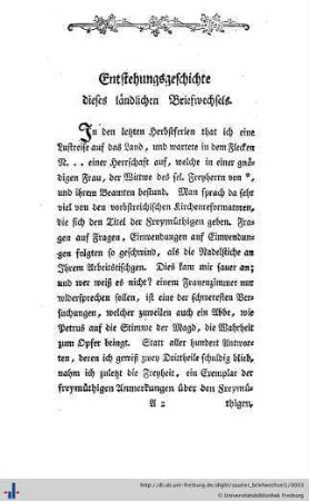 Entstehunggeschichte dieses ländlichen Briefwechsels.