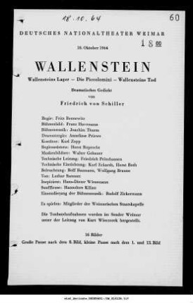Wallenstein [Wallensteins Lager; Die Piccolomini; Wallensteins Tod]