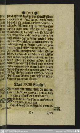Das XCIII. Capitel. Vom andern mittel, wie die manufacturen befördert werden; nemlich vom leichten verkauff der manufacturen
