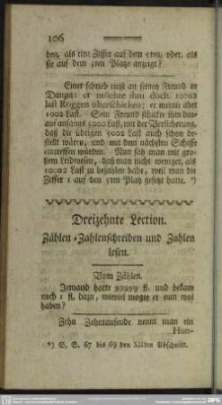 Dreizehnte Lection. Zählen, Zahlenschreiben und Zahlen lesen