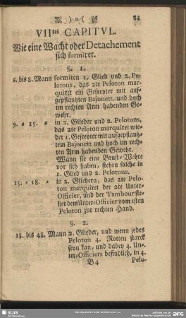 VIItes Capitul. Wie eine Wacht oder Detachement sich formiret
