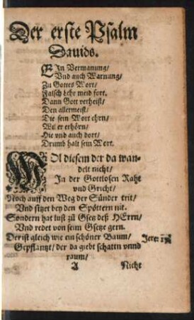 Der erste Psalm Davids. - Der 10. Psalm.
