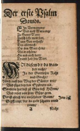 Der erste Psalm Davids. - Der 10. Psalm.