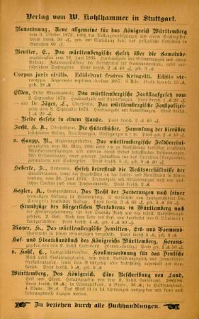 Verlag von W. Kohlhammer in Stuttgart ...