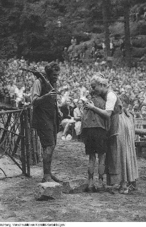 Sächsische Schweiz, Felsenbühne Rathen, Aufführung, Schrammsteine, Reinhardtsdorf, Zirkelstein, Kaiserkrone, August 1953