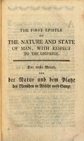 Alexander Pope's Versuch am Menschen : in vier Briefen an Herrn St. John Lord Bolingbroke