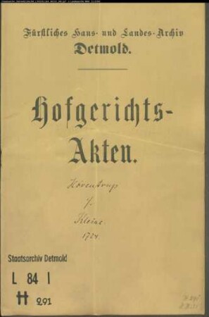 Hörentrup, Simon in Salzuflen gegen Henrich Kleine, Kellerwirt in Salzuflen - Beleidigung