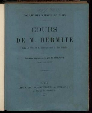 Cours de M. Hermite