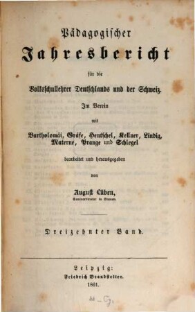 Pädagogischer Jahresbericht : von .... 13, 13. 1861