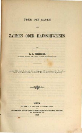 Über die Racen des zahmen oder Hausschweines