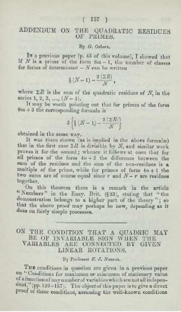 Addendum on the quadratic residues of primes.