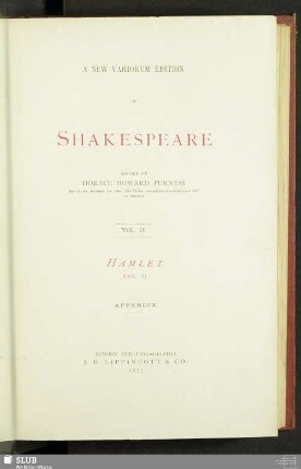 4: Hamlet : Vol. II, Appendix