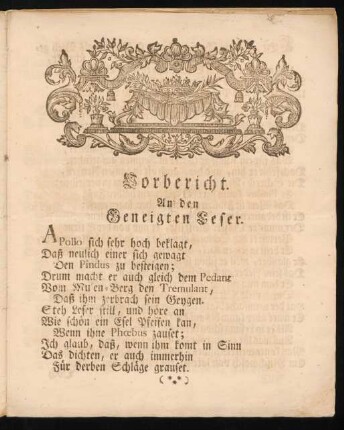 Vorbericht. An den geneigten Leser.