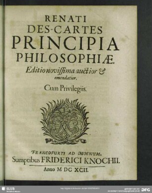 Renati Des-Cartes Principia Philosophiae
