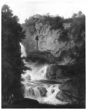 Italienische Landschaft mit Wasserfall