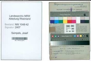 Entnazifizierung Josef Sampels , geb. 05.01.1900 (Kaufmann)