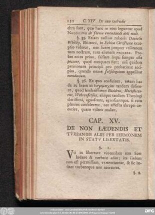 Cap. XV. De Non Laedendis Et Turbandis Aliis Per Sermonem In Statu Libertatis.