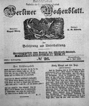 No. 26, Sonnabend, den 1. Juli 1837.