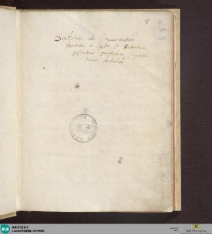 Doctrina de incarnatione - Cod. Ettenheim-Münster 181 : Vorlesungen vom 22.X.1610 bis 27.VI.1611