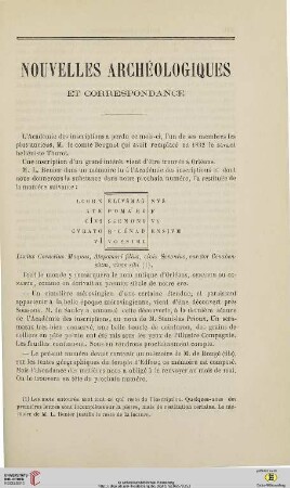 Nouvelles archéologiques et correspondance