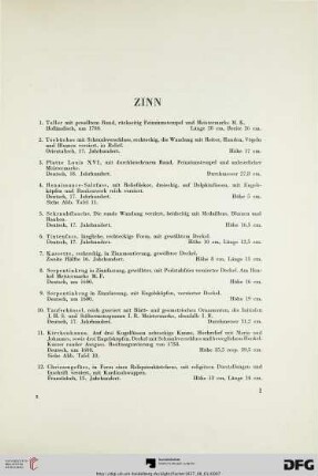 Zinn (Nr. 1-161)
