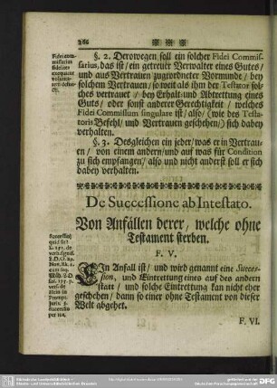 De Successione ab Intestato. Von Anfällen derer, welche ohne Testament sterben