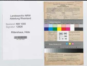 Entnazifizierung Hilde Rittershaus, geb. 17.10.1906 (Angestellte)